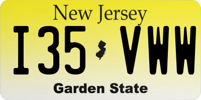 NJ license plate I35VWW