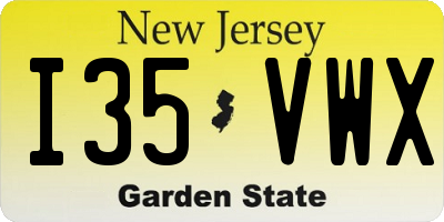 NJ license plate I35VWX