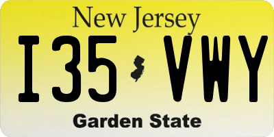 NJ license plate I35VWY