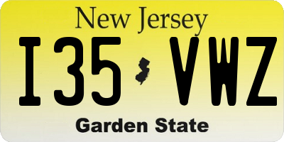 NJ license plate I35VWZ
