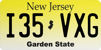 NJ license plate I35VXG