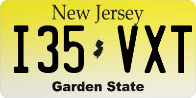 NJ license plate I35VXT