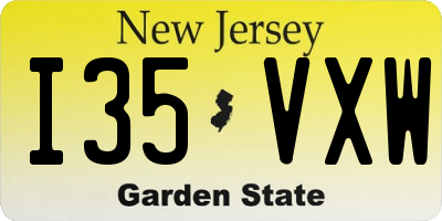 NJ license plate I35VXW