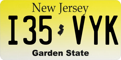 NJ license plate I35VYK