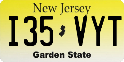NJ license plate I35VYT