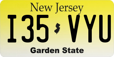 NJ license plate I35VYU