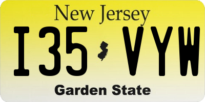 NJ license plate I35VYW