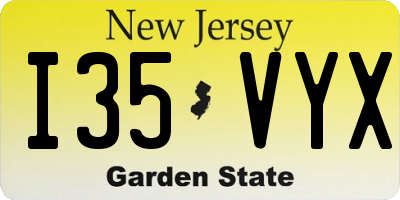 NJ license plate I35VYX