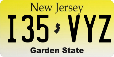 NJ license plate I35VYZ