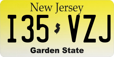 NJ license plate I35VZJ