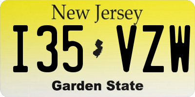 NJ license plate I35VZW