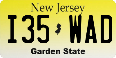 NJ license plate I35WAD