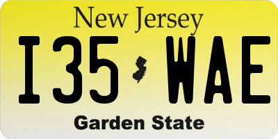 NJ license plate I35WAE