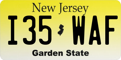 NJ license plate I35WAF