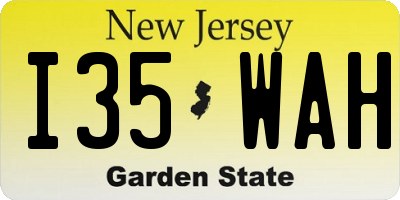 NJ license plate I35WAH