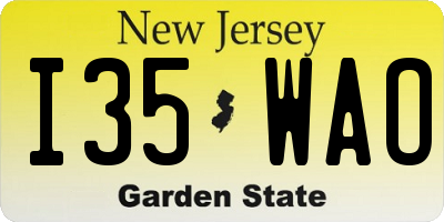 NJ license plate I35WAO