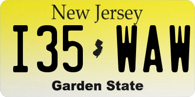 NJ license plate I35WAW