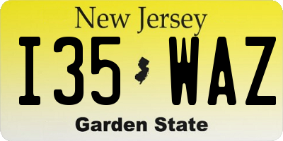 NJ license plate I35WAZ