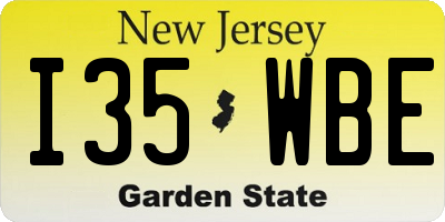 NJ license plate I35WBE