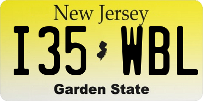 NJ license plate I35WBL
