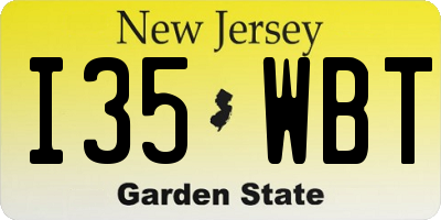 NJ license plate I35WBT