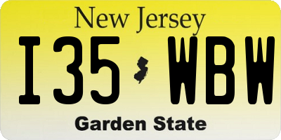 NJ license plate I35WBW
