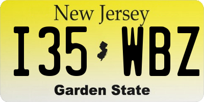 NJ license plate I35WBZ