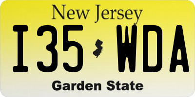 NJ license plate I35WDA