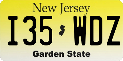 NJ license plate I35WDZ