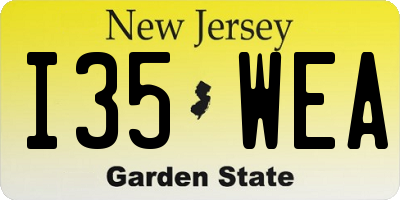 NJ license plate I35WEA