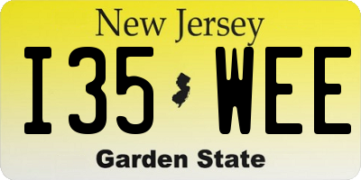 NJ license plate I35WEE