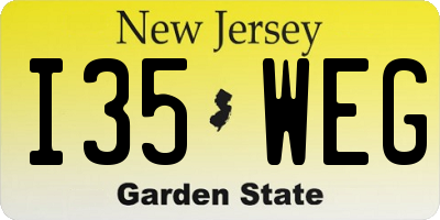 NJ license plate I35WEG