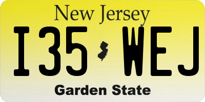 NJ license plate I35WEJ