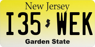 NJ license plate I35WEK
