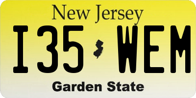 NJ license plate I35WEM