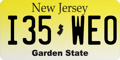 NJ license plate I35WEO