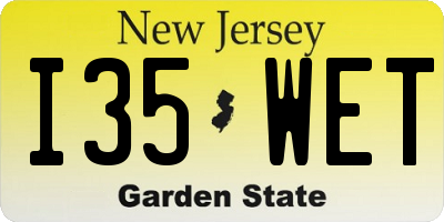 NJ license plate I35WET