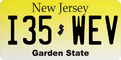 NJ license plate I35WEV
