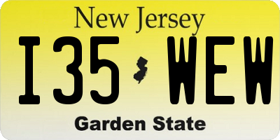 NJ license plate I35WEW