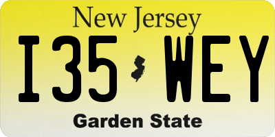 NJ license plate I35WEY