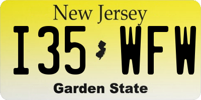 NJ license plate I35WFW