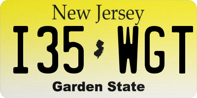 NJ license plate I35WGT
