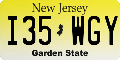 NJ license plate I35WGY
