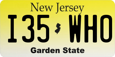 NJ license plate I35WHO