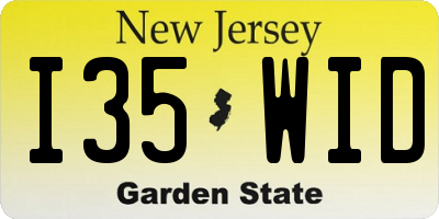 NJ license plate I35WID