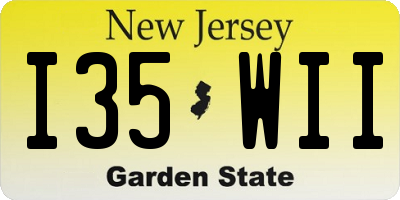 NJ license plate I35WII