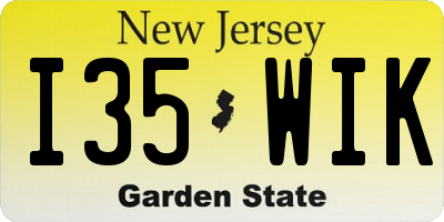 NJ license plate I35WIK