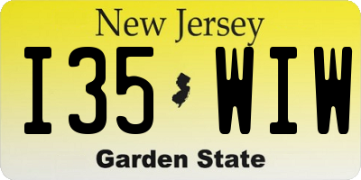 NJ license plate I35WIW