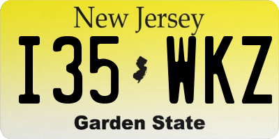 NJ license plate I35WKZ