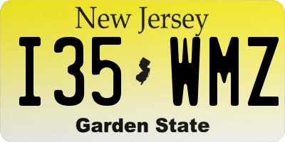 NJ license plate I35WMZ